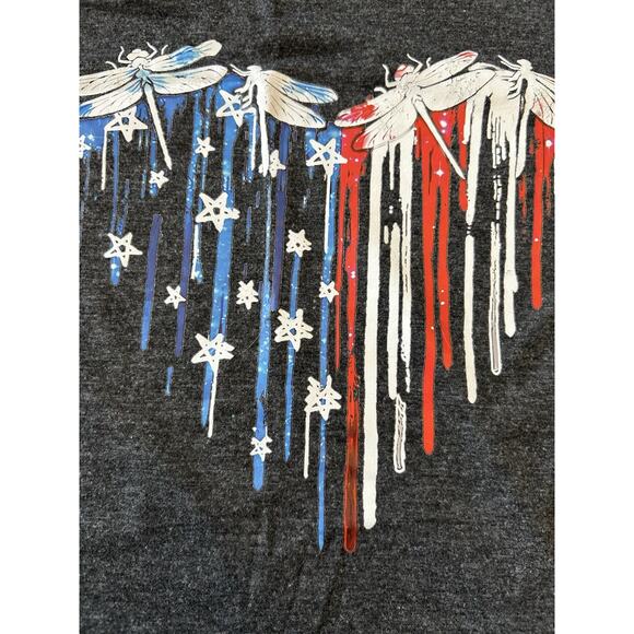 Women American Flag Tank Tops Dragon Fly Heart 4th July SOFT Patriotic Boho S/M - Picture 3 of 5